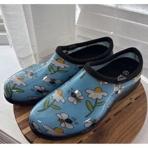 Sloggers Women's Sz 10 Waterproof Slip On Clogs Rain Garden Shoe Bees Floral